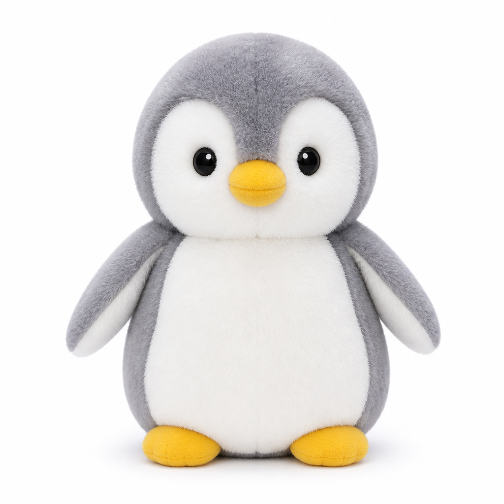 Soft Cuddly Plush Stuffed Adorable Penguin Toy- Gray And White